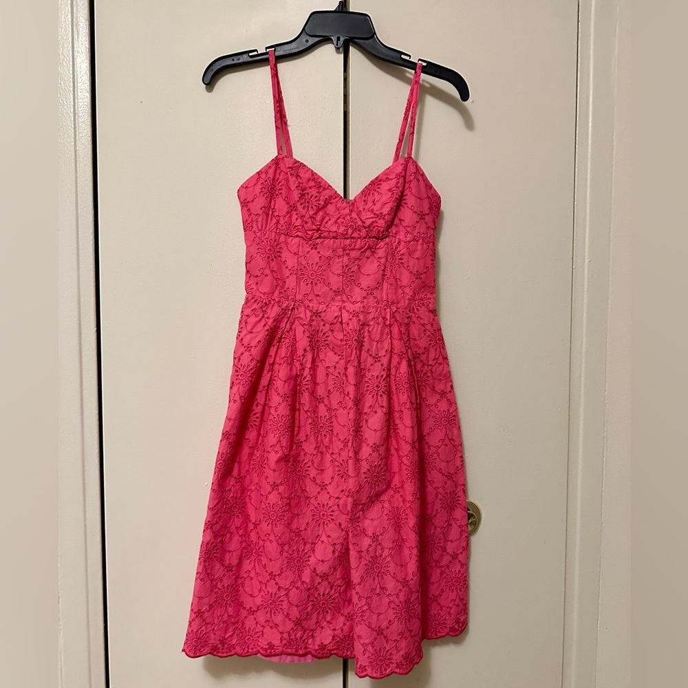 Lilly Pulitzer pink all cotton lined eyelet slip dress XS